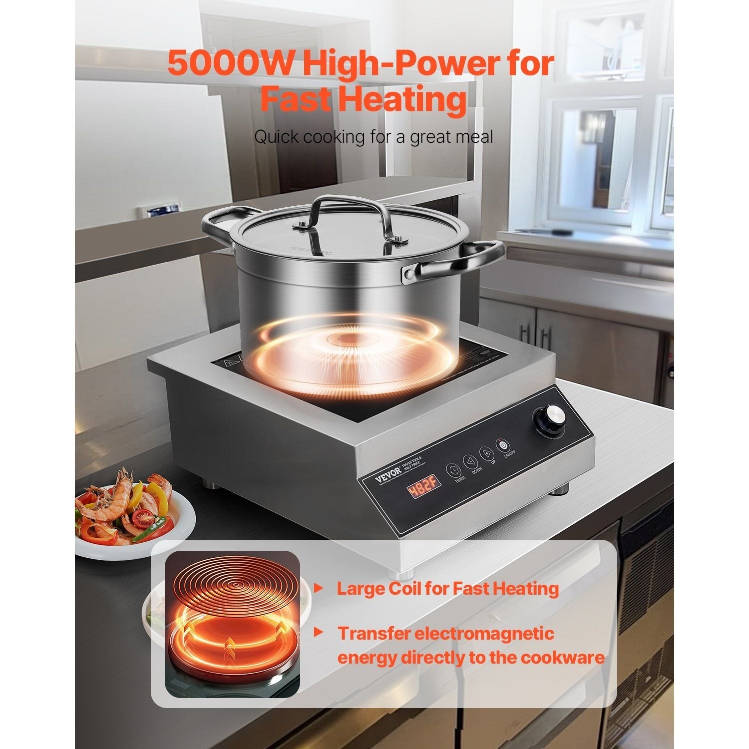 VEVOR Portable Commercial Induction Stove 5000W Countertop Stove Hot Plate