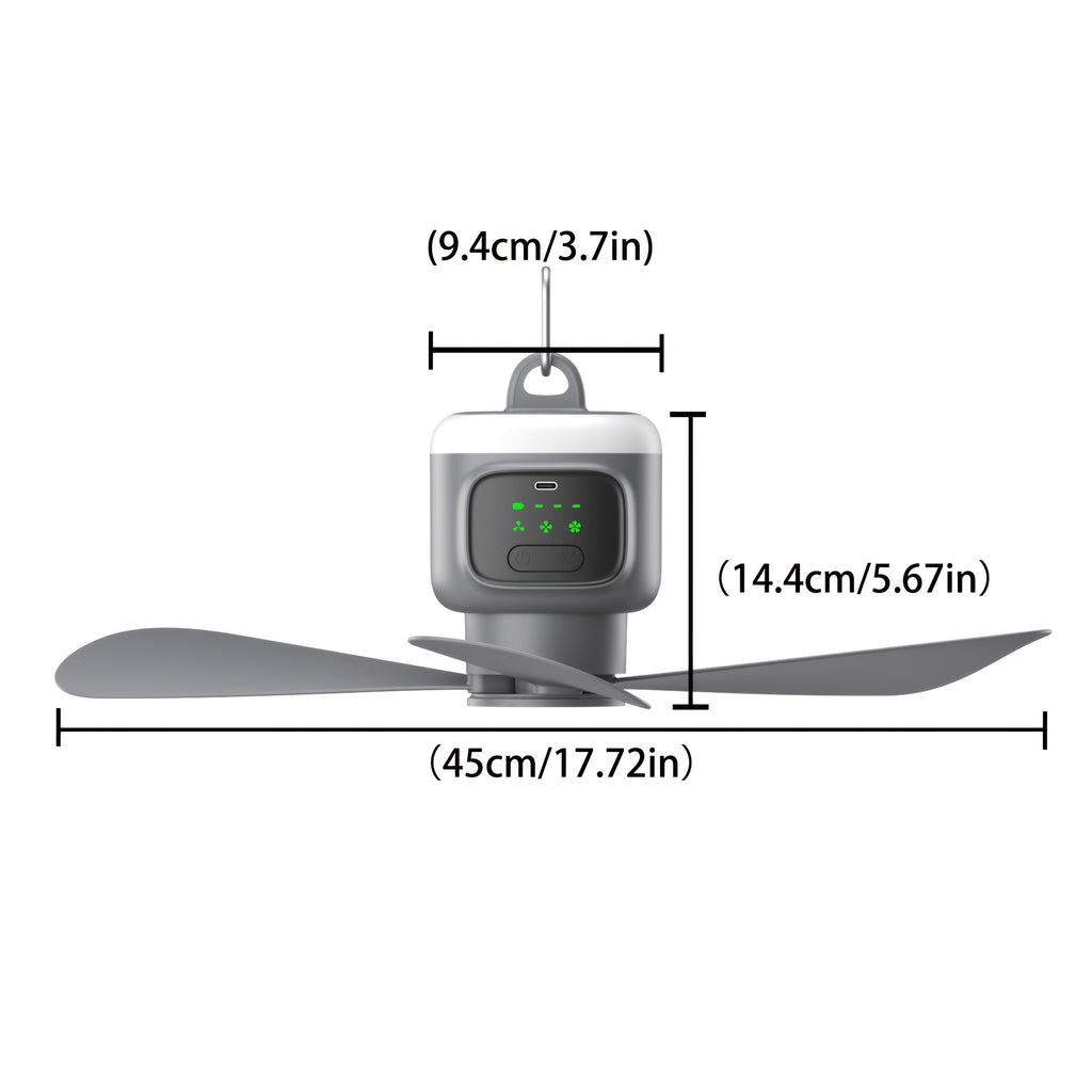 Outdoor Travel USB Charging Camping Fan, 3 Speed Adjustable, Built-in Light, 8 Hours Timer, Ultra Long 30H Battery Life 12000mAh, with Remote Control, Ideal for Patio Tent RV Use