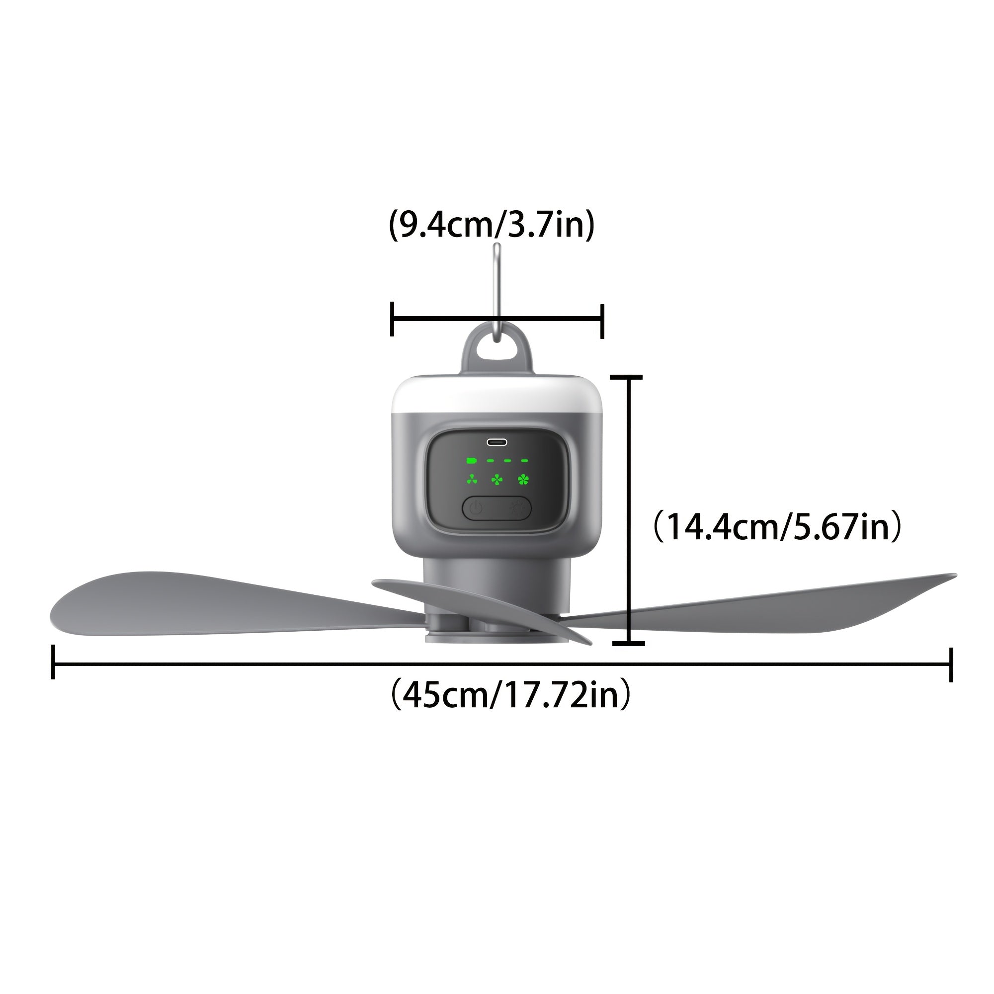 Outdoor Travel USB Charging Camping Fan, 3 Speed Adjustable, Built-in Light, 8 Hours Timer, Ultra Long 30H Battery Life 12000mAh, with Remote Control, Ideal for Patio Tent RV Use
