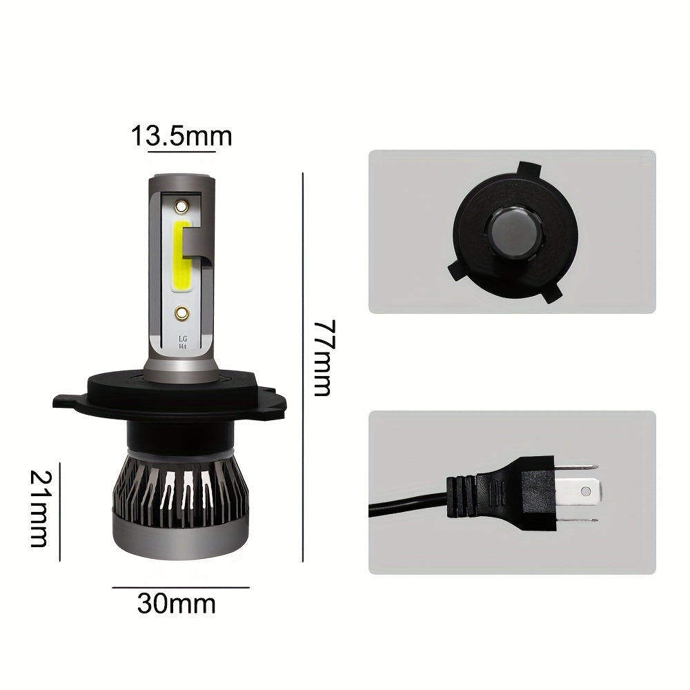 2-Pack H1 H4 H7 H11 9005/HB3 9006/HB4 LED Car Light Bulbs, 1:1 Mini Size Car Headlight 58000LM High Beam Low Beam or Fog Light Plug-and-Play COB High Brightness Chips, No Battery Included