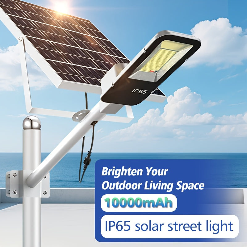 High Power Outdoor Super Bright Solar Light, 10000mAh, 6500K, 375 LEDs, 3H/5H/8H Three Timing Modes, Smart Light Control LED Courtyard Street Light, with Remote Control