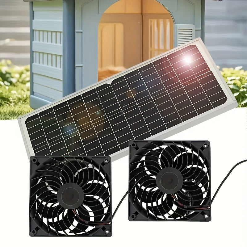 Solar Dual Fan Charging Panel - 30W Solar Kit, Energy-Saving Ventilation Fan Essential for Chicken Coop, Pet House, Small Poultry Shed and Greenhouse