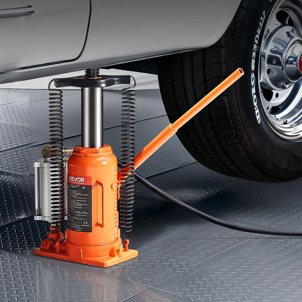 VEVOR Air Hydraulic Jack, 20 Ton (44,092 lbs) Capacity, 10.2-19.5 Inch Lifting Range, Pneumatic/Manual Heavy Duty Welded Jack with Pump, for Car, SUV, Pickup, Truck, RV Repair, Orange