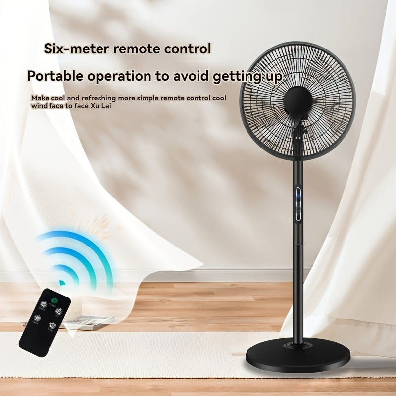 16 Inch Black 5-Blade Standing Fan with Remote Control, 8 Speed Levels Timing Function, Ideal for Bedroom Living Room Home Office Dormitory Indoor Use