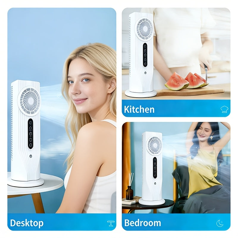 USB Multifunctional Portable Air Cooler Fan, 6-Speed Adjustable, 3 Seconds Fast Cooling, Timing Function, Lightweight Portable Design with Humidification, Perfect for Office, Travel, Camping and RV Use, Modern Stylish