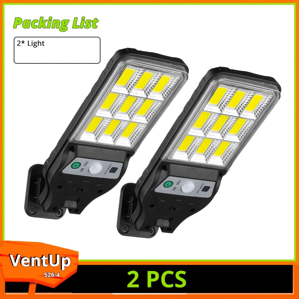 1/2 Pack COB Solar Exterior Wall Light, Smart Motion Sensor Switch, 3 Lighting Modes, Solar Charging Outdoor Street Light, Perfect for Outdoor Garden Lighting, Garden, Patio, Street Light, Porch Light, Home Lighting