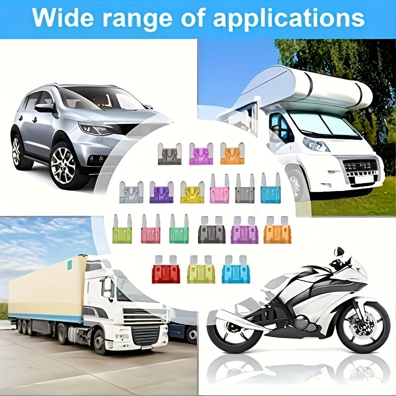 300 Pcs Automotive Fuse Assortment Kit, Includes 160 Mini, 90 Standard, 50 Micro Fuses, 1 Removal Tool - Aluminum, Mixed Color - Suitable for Cars, RVs, Trucks, Motorcycles - Wide Current Range (2A 3A 5A 7.5A 10A 15A 20A 25A 30A 35A 40A)