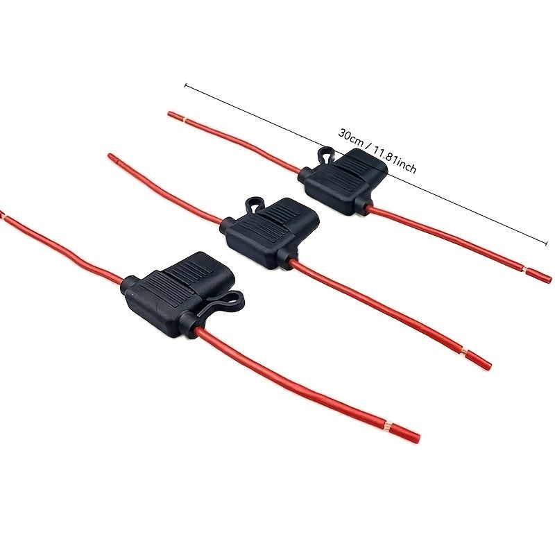 3-Pack Inline Fuse Holder Kit with 12AWG Wire and 3 Durable 30A Fuses – Copper Construction, Ideal for Automotive, Motorcycle, Truck, Boat & Vehicle Electrical Protection