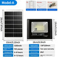 104 LED Solar LED Flood Light with Remote Control, Installation Kit Included, IP67 Rating, Adjustable Angle, High Brightness Outdoor Wall Light, Suitable for Courtyard Exterior Wall Lighting, Also for Garden, Patio and Sports Field Lighting