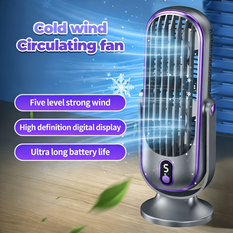 2026 Portable Desk Fan, Quiet Motor, USB Rechargeable, 5 Speed Levels, 720° Rotation, 5 Colors, 1200mAh Battery, for Office, Travel, Camping, RV &amp; Gifts