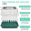 2/4 Pcs Seed Starter Tray with Grow Light, 48-Cell Germination Tray Humidity Dome Timer Dimmable Lamp, Ideal for Indoor Hydroponics Germination Kit Greenhouse Gardening Tools