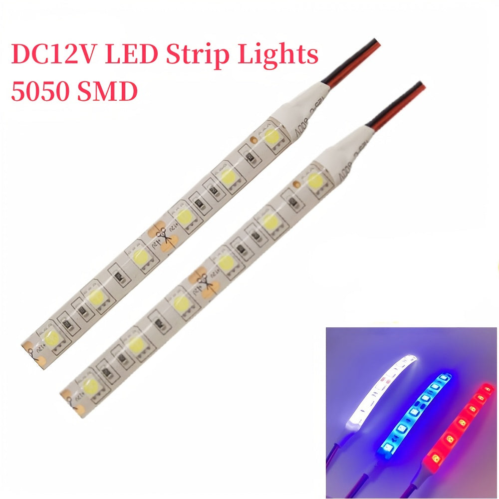 4条装 DC12V LED 灯条5050 SMD-10 厘米/3.94 英寸（6 个 LED灯珠）+30 厘米/11.81 英寸（18 个 LED灯珠）柔性可剪裁带背胶，适用于照明、家居装饰（白色/红色/蓝色）