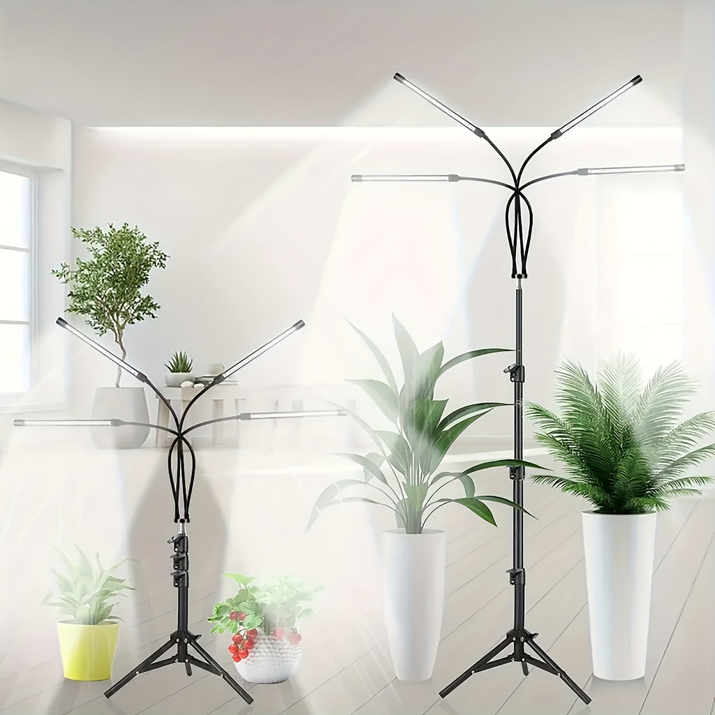 Indoor Plant Grow Light, 4/5/6-Head Full Spectrum USB Plant Lamp, Adjustable Tripod Stand, Auto On Off Timing Function