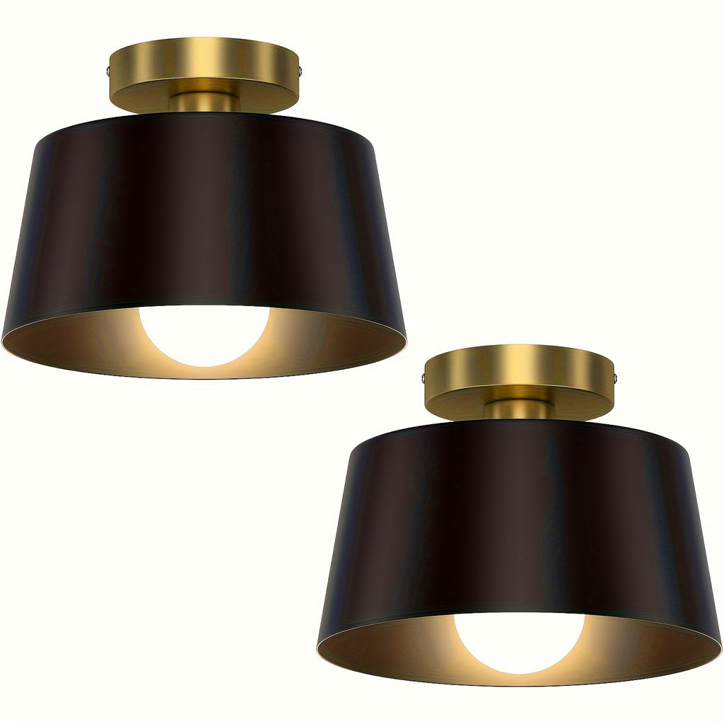 2-pack modern semi-flush mount pendant light, gold-plated base with matte white lampshade, suitable for kitchen island, dining room, grand porch, hallway, barn loft, E26 screw base (bulb not included)