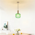 Green/Amber Modern Glass Pendant Light, 1-Light Semi-Flush Mount Ceiling Light, E26 Base Adjustable Globe Pendant Lighting, Dining Room, Kitchen Island, Porch Pendant Light (Bulb Not Included)