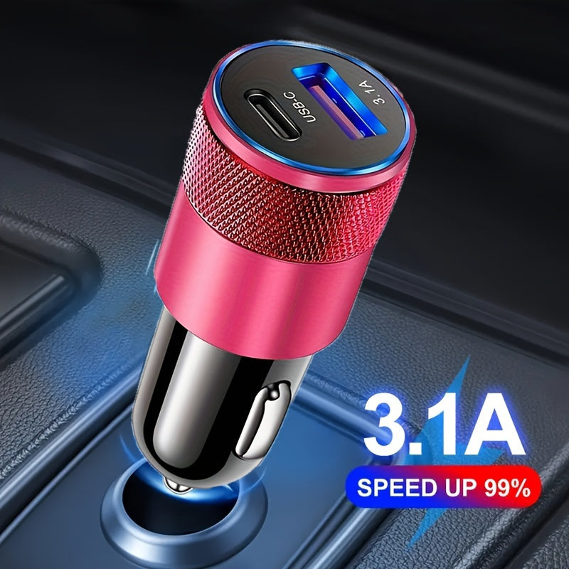 USB Car Charger PD Fast Charge – LED Ambient Light, Compatible with iPhone, Android, Xiaomi & More