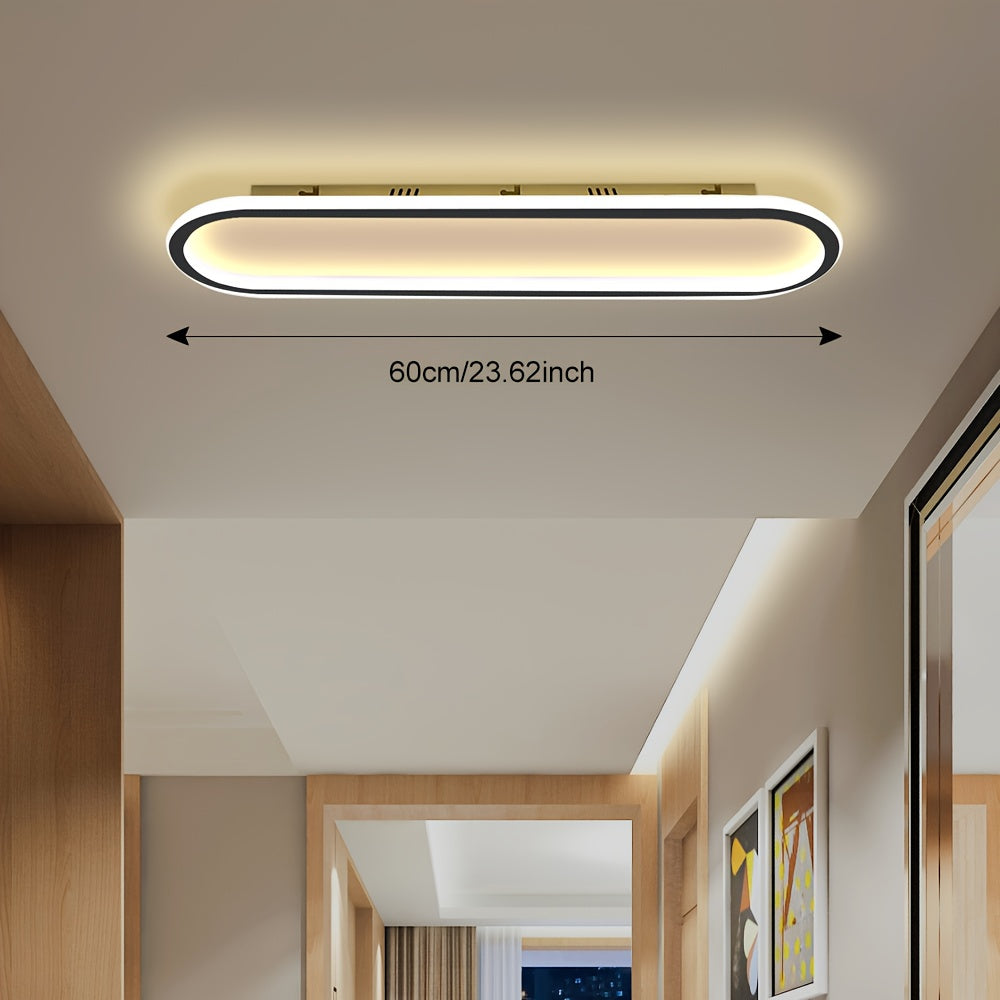 23.6-Inch Dimmable Ceiling Light, Long Oval Recessed Ceiling Light, Hallway Fixture, Black Ceiling Light, Slim Modern Ceiling Light, Suitable for Bedroom, Kitchen, Living Room, Dressing Room