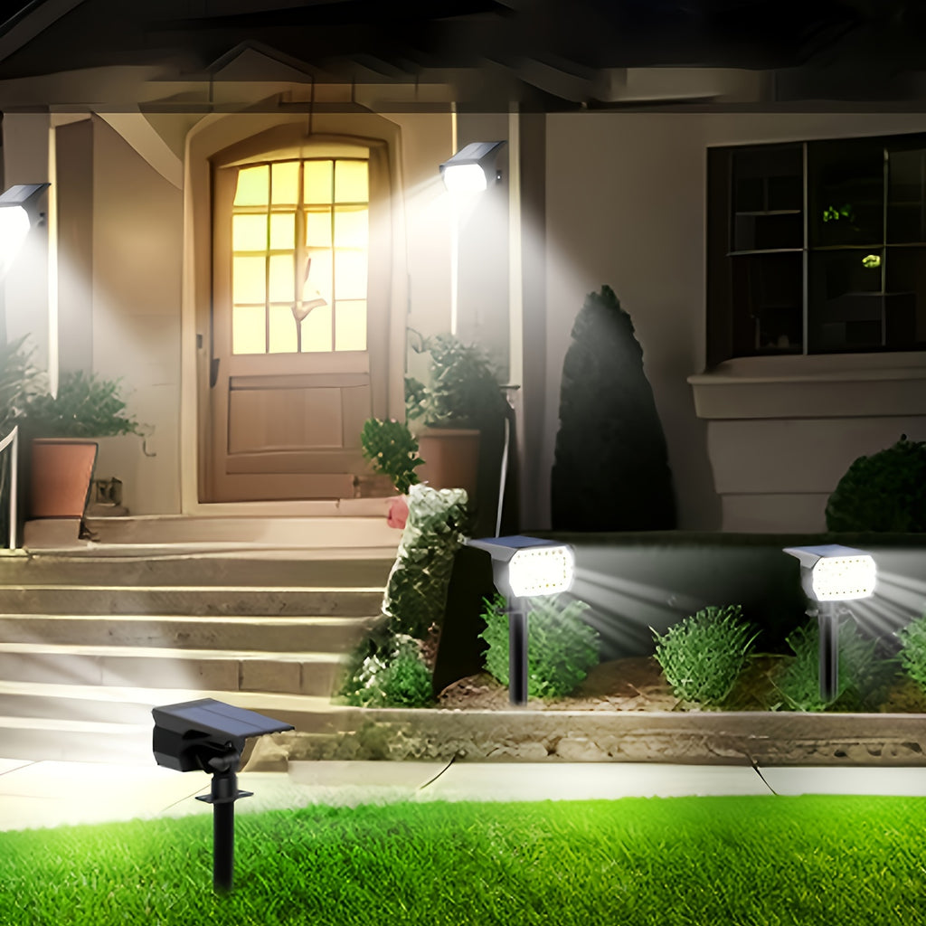 2/4/6-pack outdoor solar lawn lights, 46 LED ultra-bright solar yard lights, courtyard outdoor pathway lights, 3 brightness modes, solar spotlights, for yards, paths, courtyards, garages, lawns, pathways, cool white light. Wall light