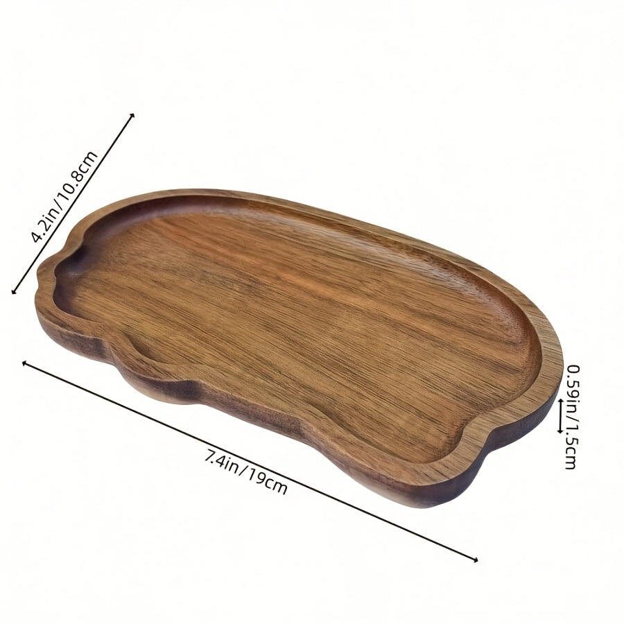 Cross-Border Japanese Acacia Wood Tray, Cloud-Shaped & Peanut-Shaped Tea Tray, Coffee Cup Heat-Resistant Wooden Plate, Cake & Dessert Small Wooden Dish – Factory Direct