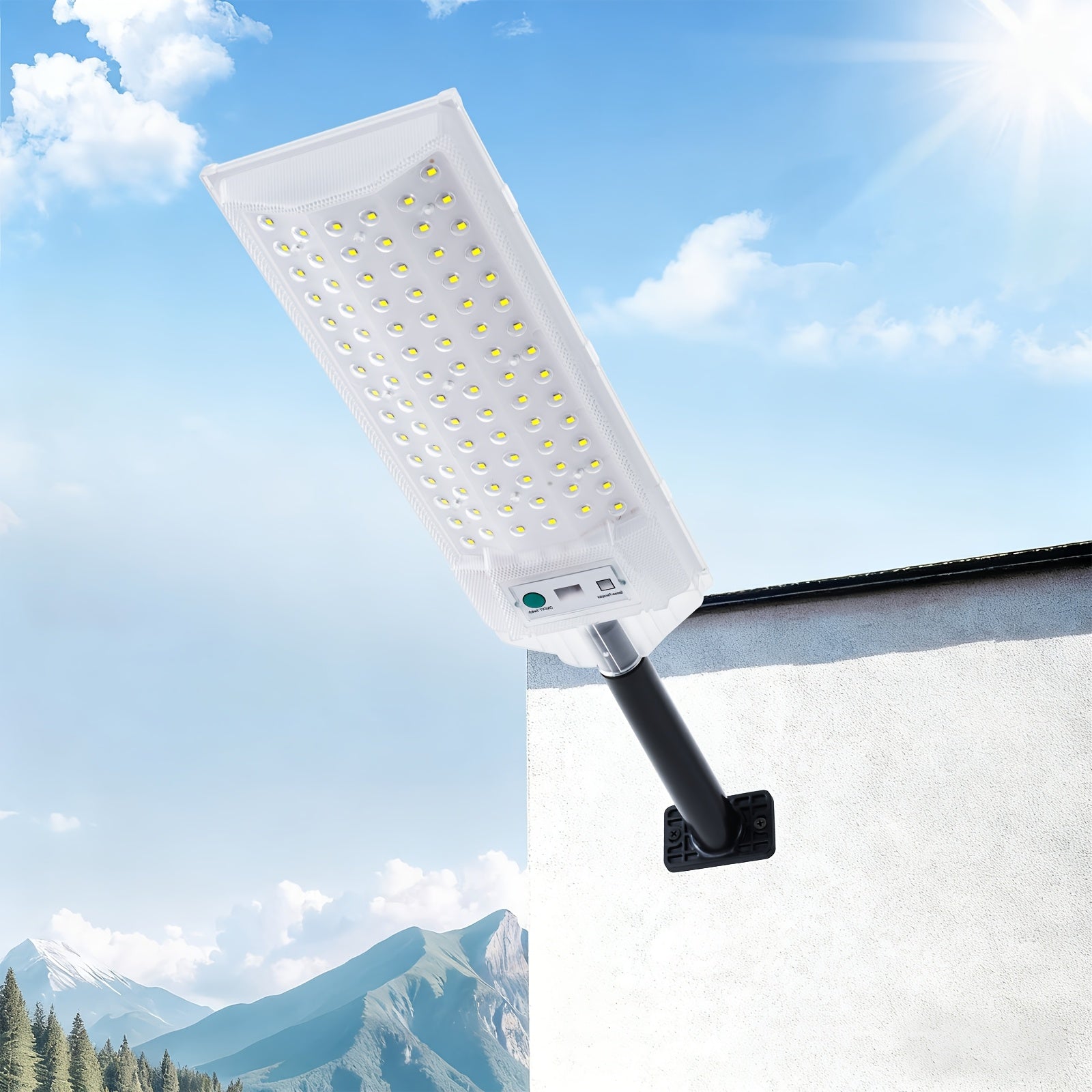 Solar Street Light Outdoor Waterproof Solar Floodlight Dusk-to-Dawn Parking Lot Light Remote Control Area Lighting Courtyard Light