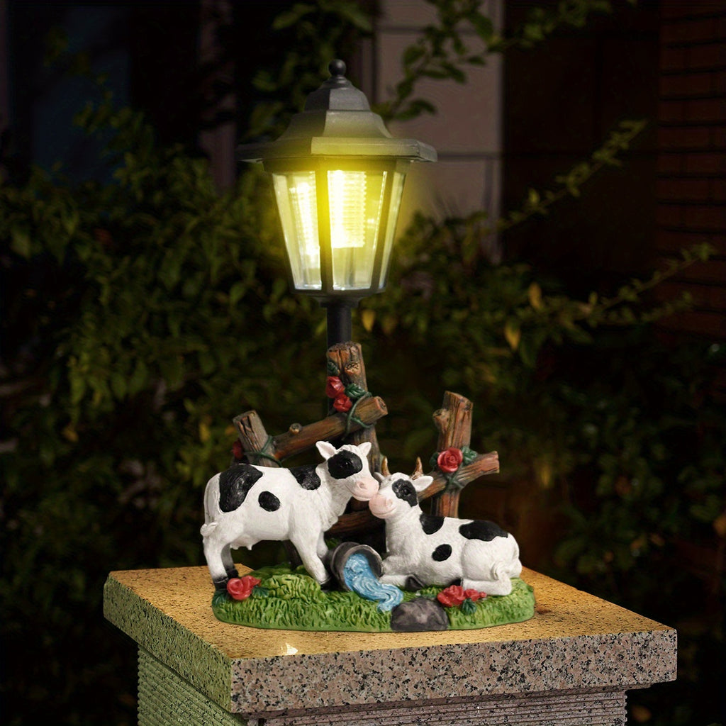 OTDECOR 1-Piece Solar Two Cows Outdoor Statue Lawn Light, IPX4 Solar Cow Decorative Light, Suitable for Outdoor Courtyard Decoration, Lawn Decoration, Garden Decoration, Path Decoration