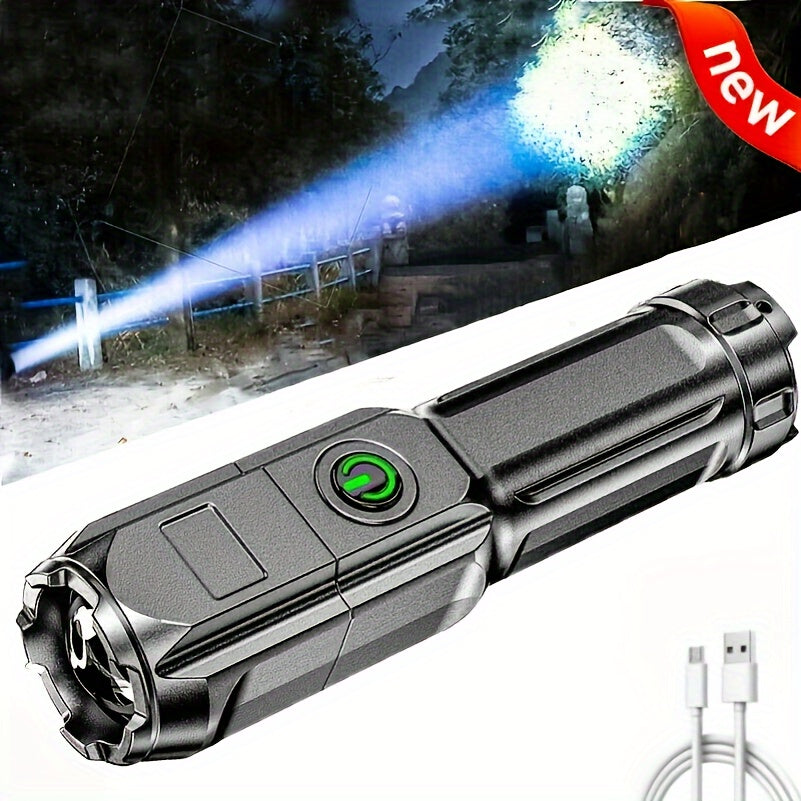 ANYICE 1 Piece 400mAh/800mAh Ultra-Bright Zoomable Flashlight, Compact, Rechargeable Long-Distance IPX4 Durable LED Light, Adjustable Zoom Light for Outdoor & Home Use