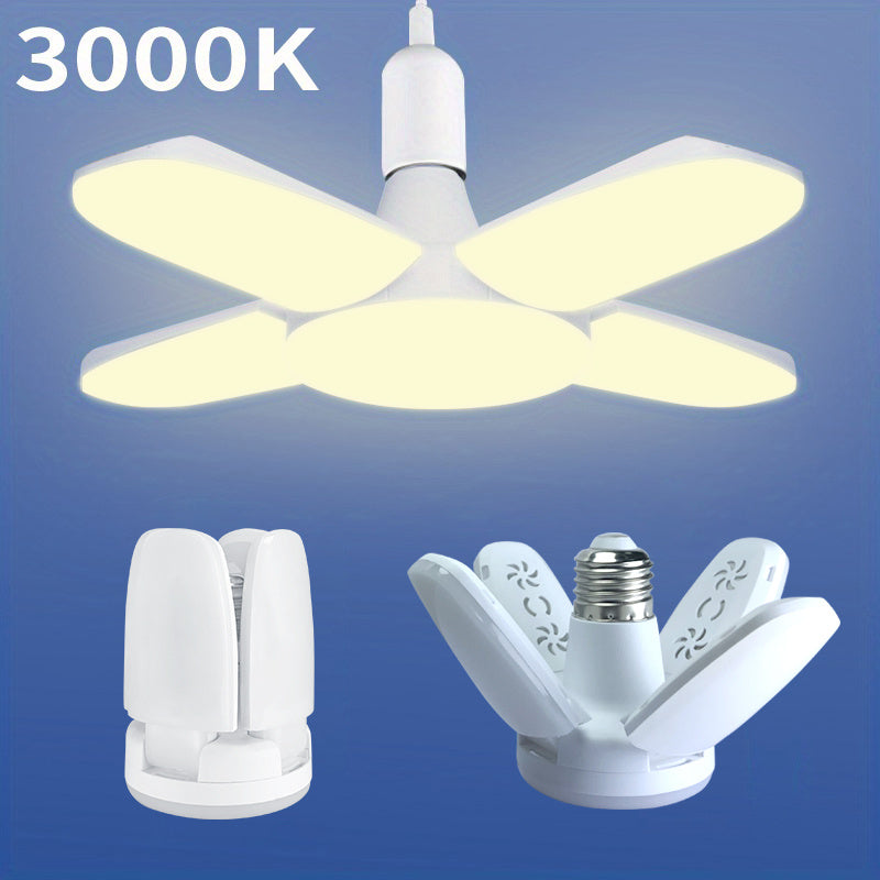 LED Four-Leaf Light Mini Folding Light 28W (Equivalent to 80W) 3000K 6500K Pendant Light Folding Light Suitable for Garage Indoor Lighting High Brightness Small Size Usable for 2 Years