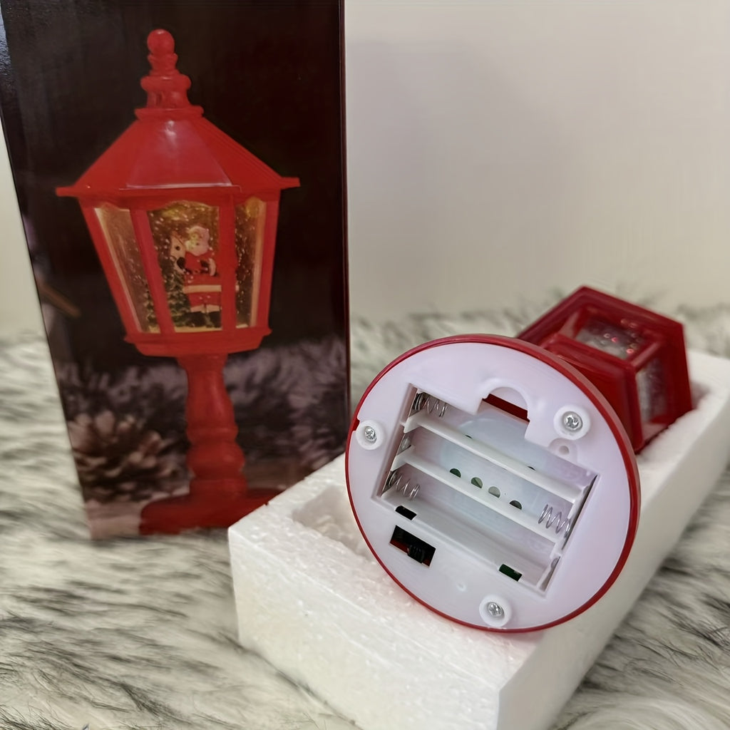 一件聖誕音樂水晶燈聖誕老人小夜燈裝飾品，適用於櫥櫃壁爐裝飾，營造聖誕假日派對氛圍，可作為聖誕新年禮物
