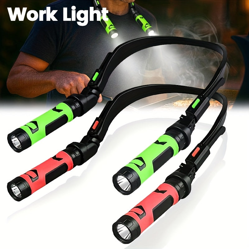 1PC MACROCOSM Hands-Free LED Neck Flashlight USB Rechargeable 380 Brightness Headlight 120° Adjustable Gooseneck Portable Light for Camping Hiking Running Dog Walking