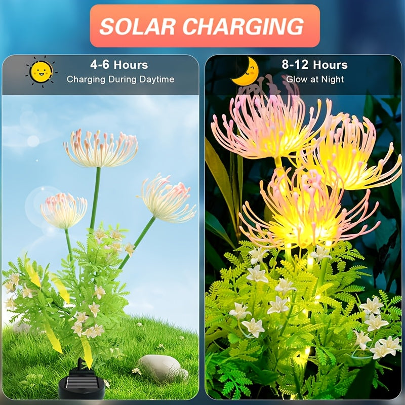 Solar Lycoris Garden Light - Landscape Lighting Outdoor Ground Light, Suitable for All Season Garden, Courtyard and Lawn Decoration, Mother's Day, Father's Day, Thanksgiving, Christmas, Valentine's Day, Wedding, New Year Decoration