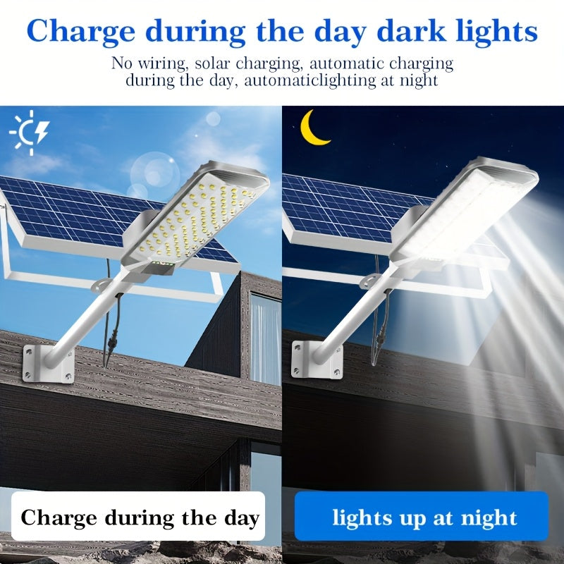 New Super Bright Solar Street Light, 240° Wide Angle Illumination, with Remote Control, 6000mAh, IP65 Outdoor Waterproof Exterior Wall Light, Semi-Flush Wall Light, Perfect for Courtyard, Pathway, Garage, Garden, Porch, Patio, Road