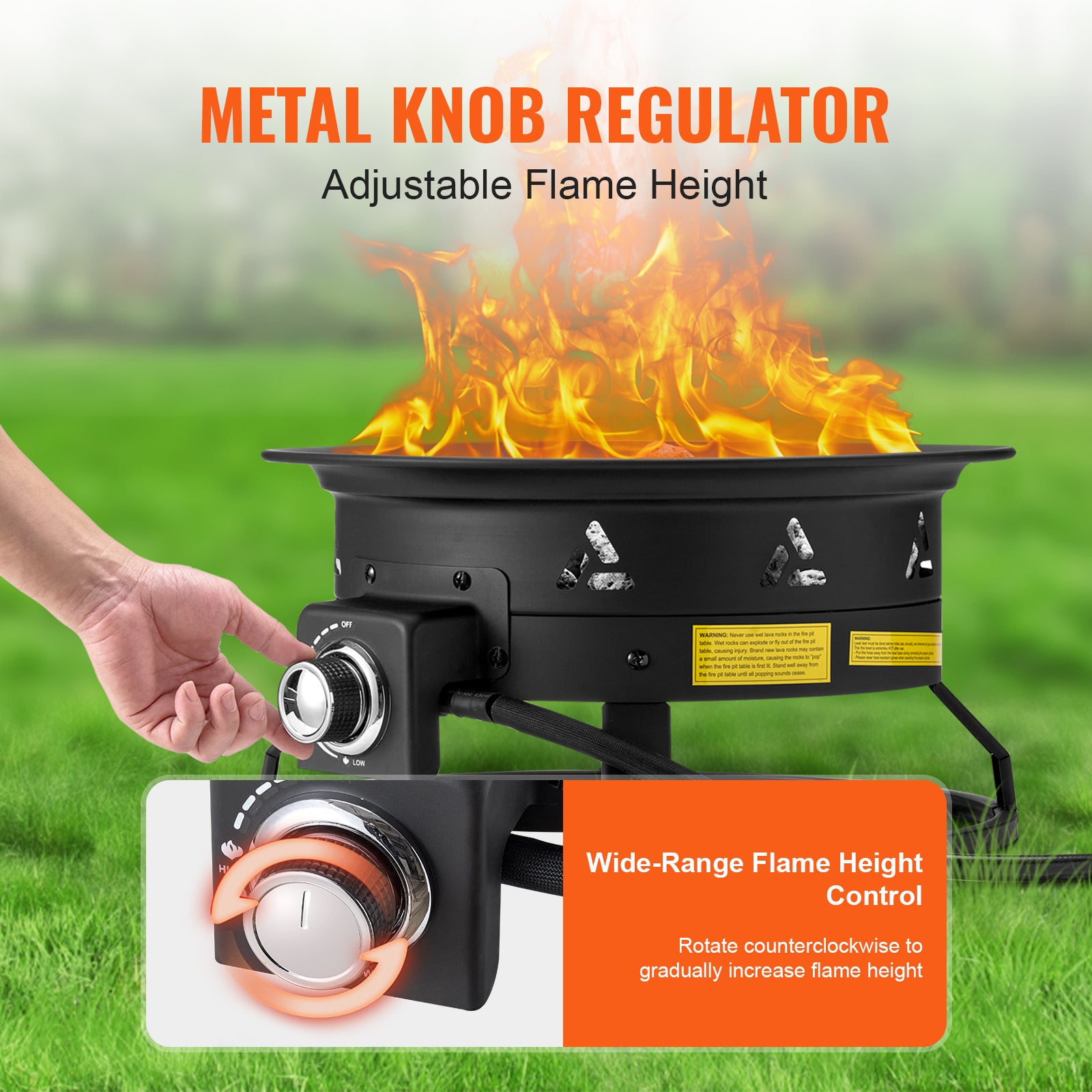 VEVOR Propane Fire Pit 19-Inch Outdoor Portable Gas Fire Pit Heater 58,000 BTU