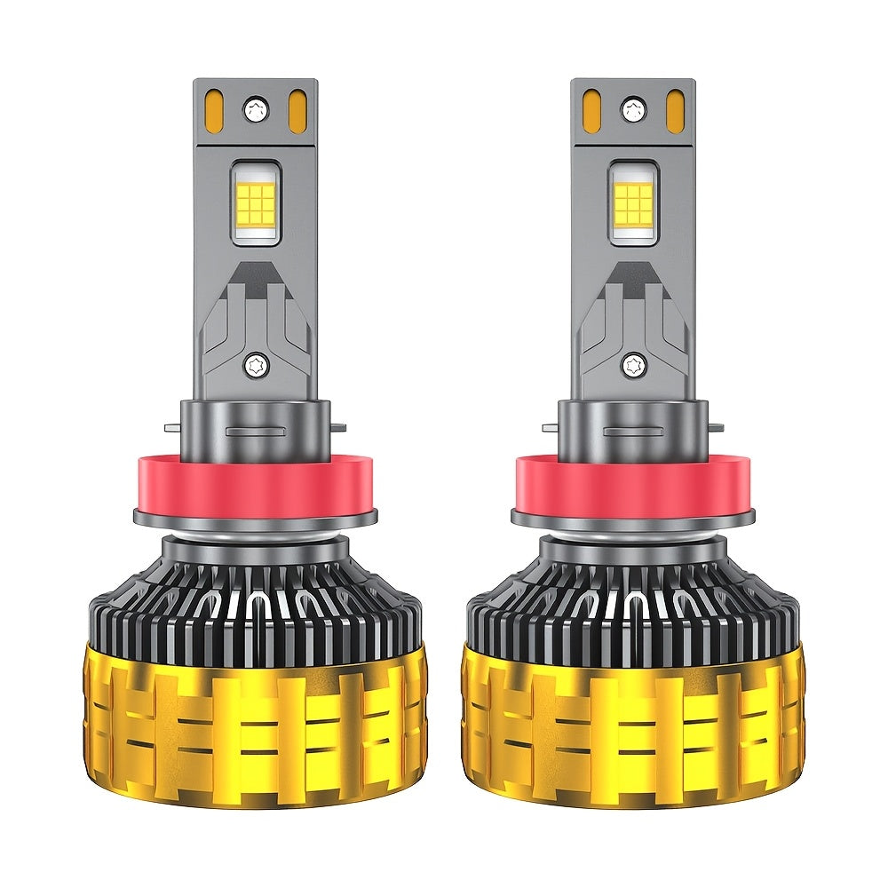 2个装 H4 H7 H11 LED 汽车大灯 H1 H9 9005 HB3 9006 HB4 9012 Hir2 9007 HB5 9008 H13 远近光灯泡 6000K 白色 800% 增亮，带外置驱动 Canbus 插件即用，无需电池