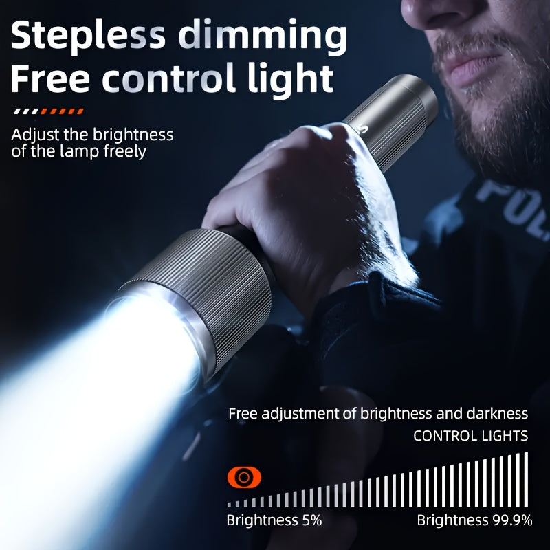 Philips High-Power Zoomable Direct-Charging Flashlight, High-Lumen Tactical Torch, 5 Modes: Strong Light/Weak Light/Strobe/SOS/Brightness Adjustment, Long-Lasting Battery, Ideal for Camping, Daily Use
