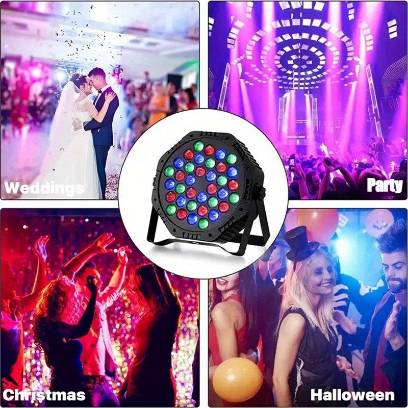 1 stage spotlight, Par light, 36 LEDs, RGB LED Par light party light, LED stage light, sound-activated color-changing Par light, DJ Par light for events, weddings, dance parties, wedding performances