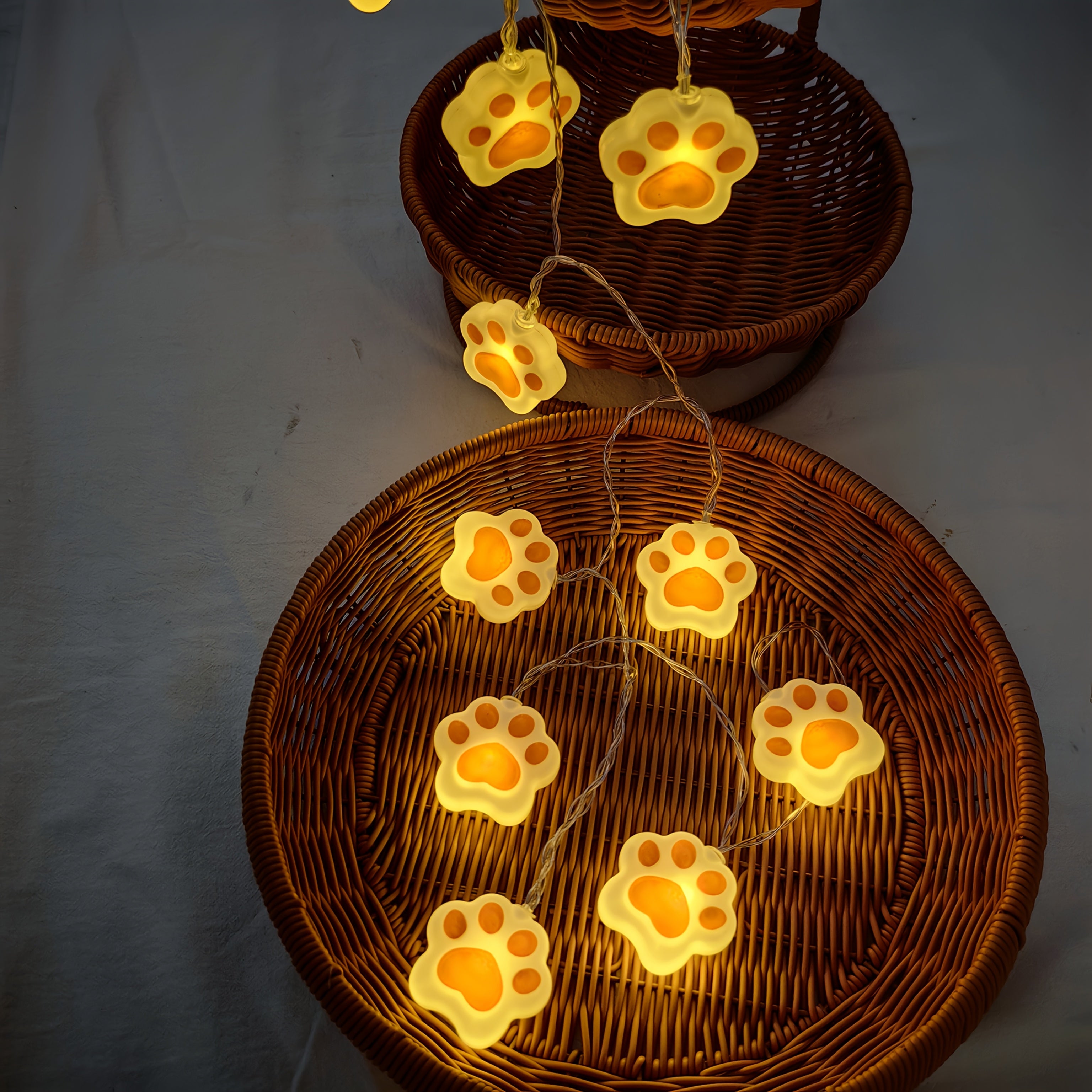 1入 可愛動物爪印燈串，78.74英吋 10 LED 電池供電，臥室、生日裝飾、室內外燈、婚禮、聖誕節、夏季庭院、派個用品陽台裝飾燈串，攤位LED小燈泡（不含電池）