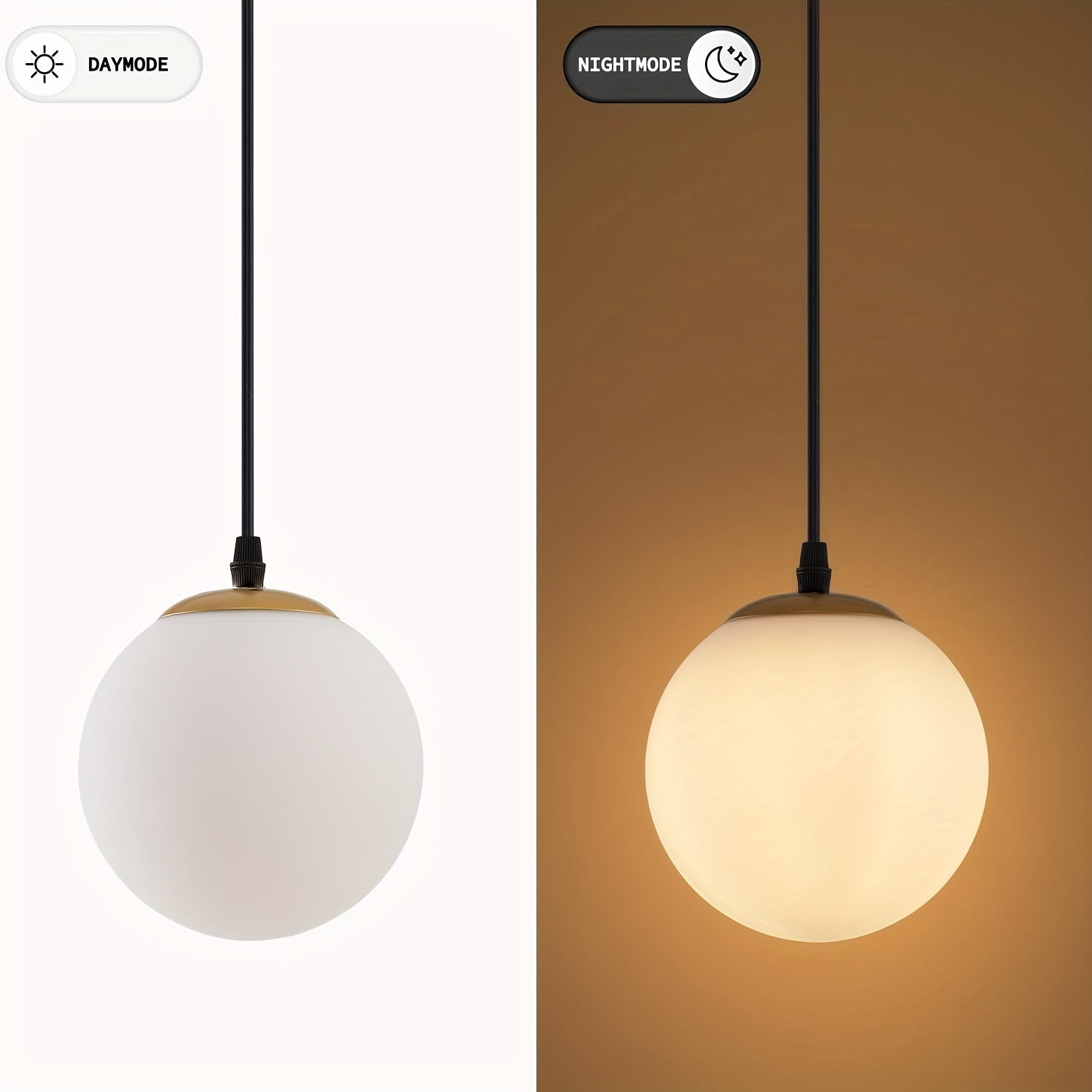 Iron modern globe pendant light, with E27 screw base milky white acrylic lampshade, creative pendant light, adjustable hanging lighting fixture, suitable for living room, bedroom, kitchen, dining room, hallway.