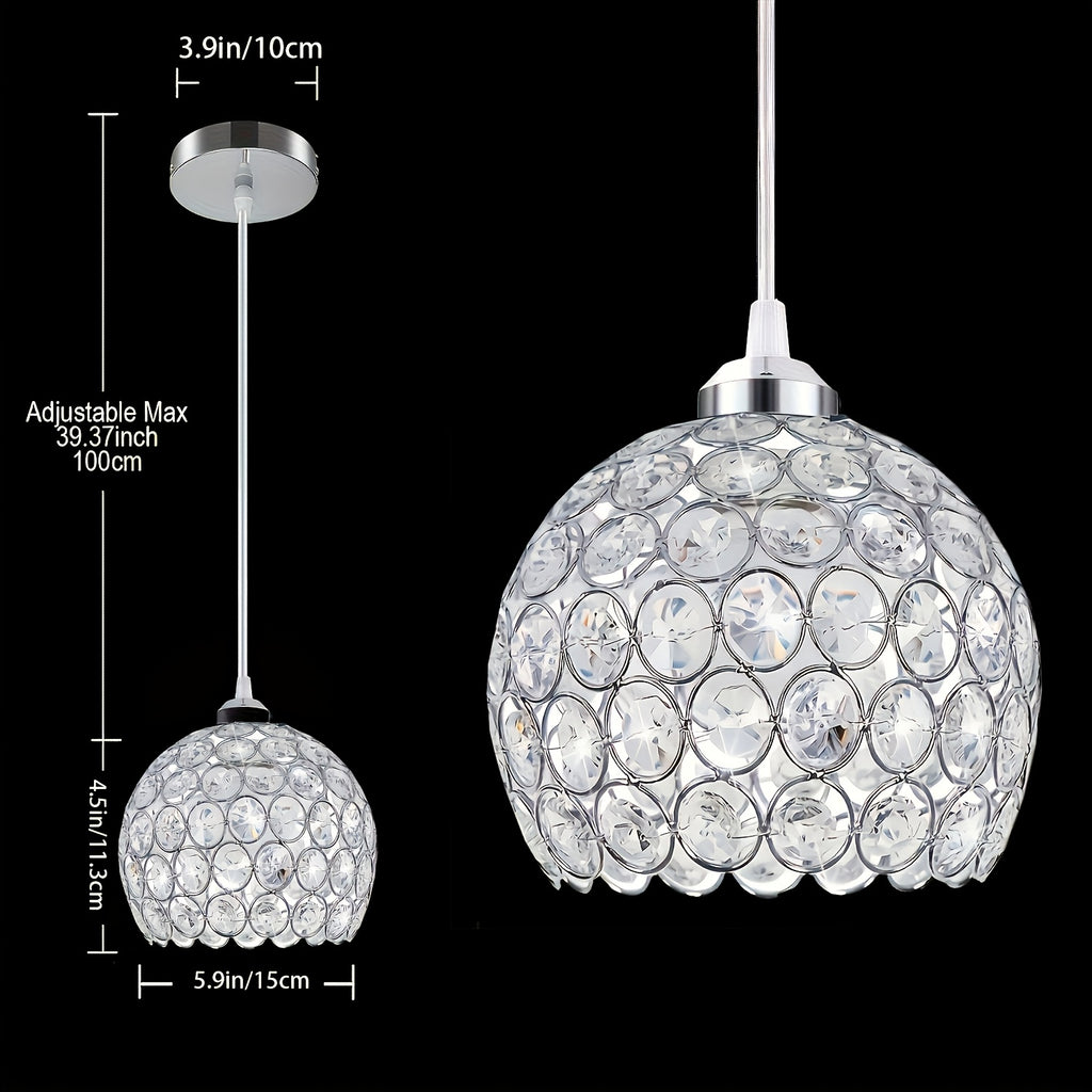 Elegant silver crystal chandelier - modern pendant light, suitable for dining room, kitchen island, bedroom and living room decoration, semi-flush mount installation, ceiling pendant light (bulb not included)