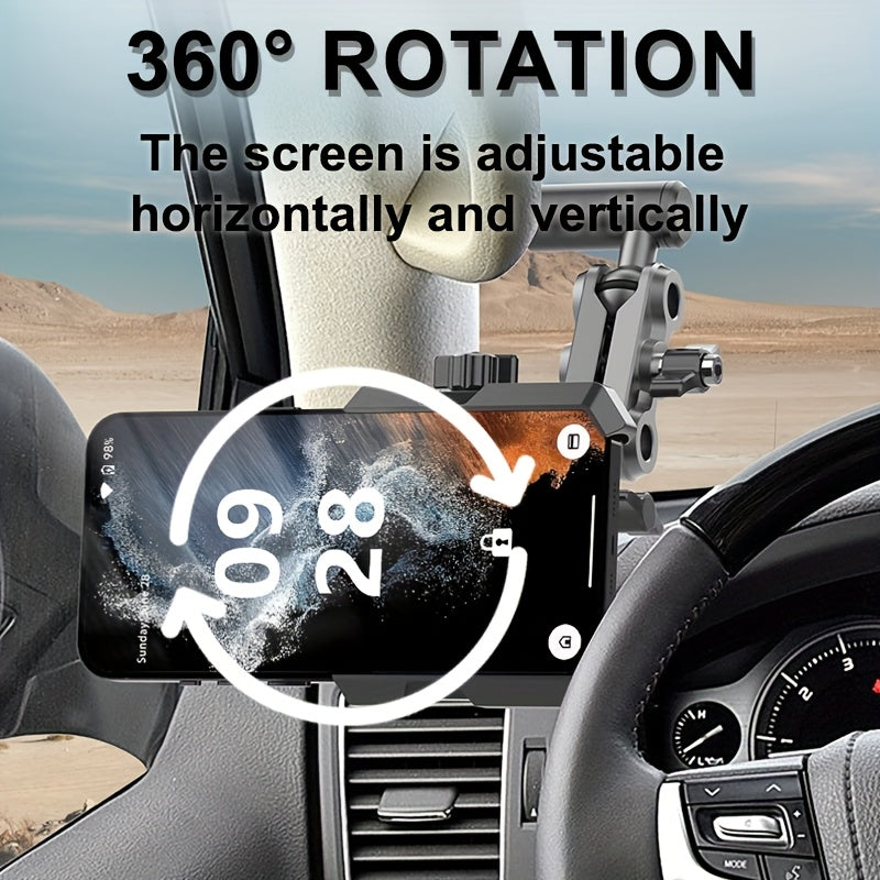 New Off-Road Vehicle Phone Holder, Universal Off-Road A-Pillar Handlebar Armrest Phone Holder, Truck A-Pillar Phone Holder, Car Aluminum Alloy Support Rod Phone Mount