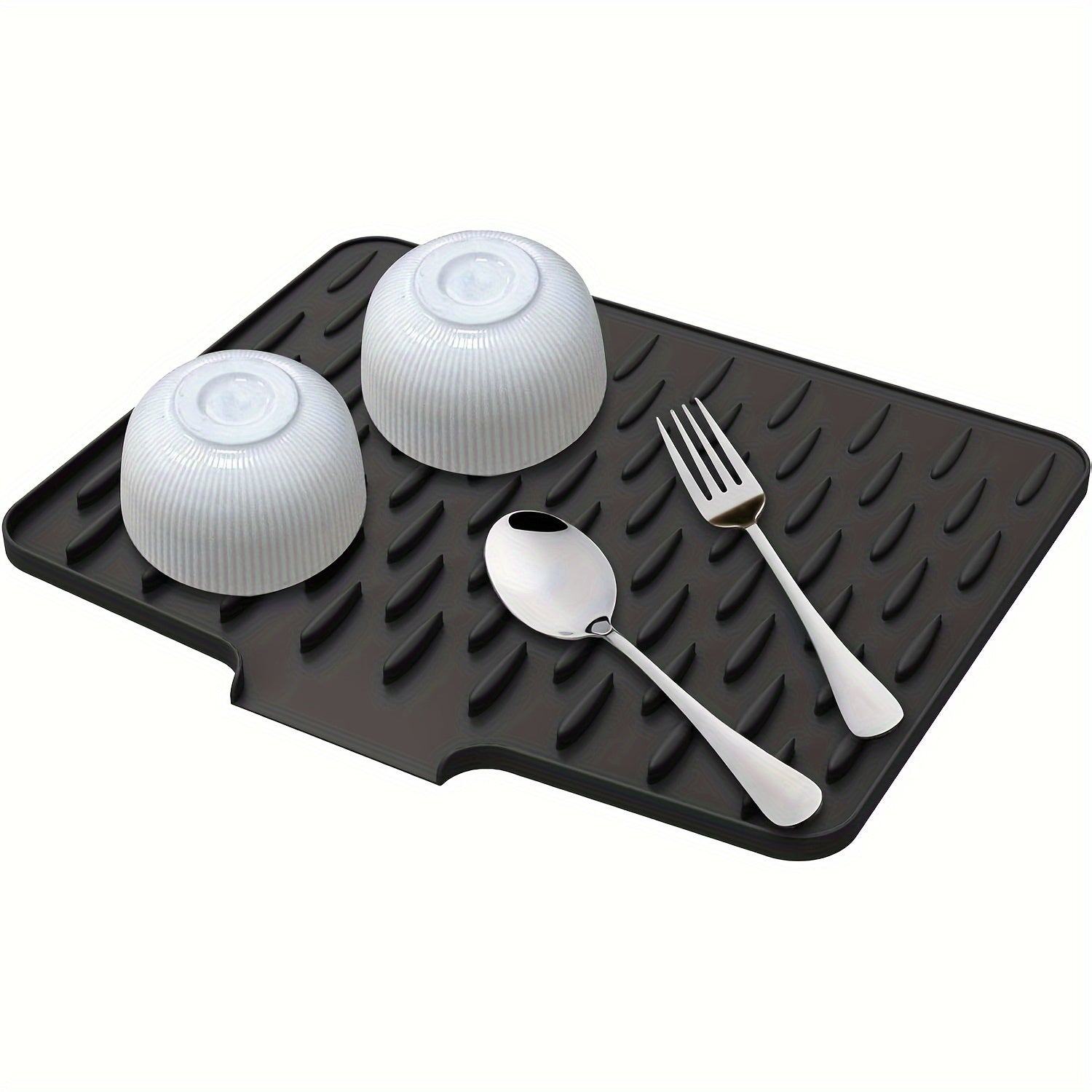 Non-Slip Silicone Kitchen Drying Mat, 15.75 x 12.6 Inch Built-in Drainage Design, Heat Resistant Easy Clean, Suitable for Countertop Sink Refrigerator, 2 Styles Available