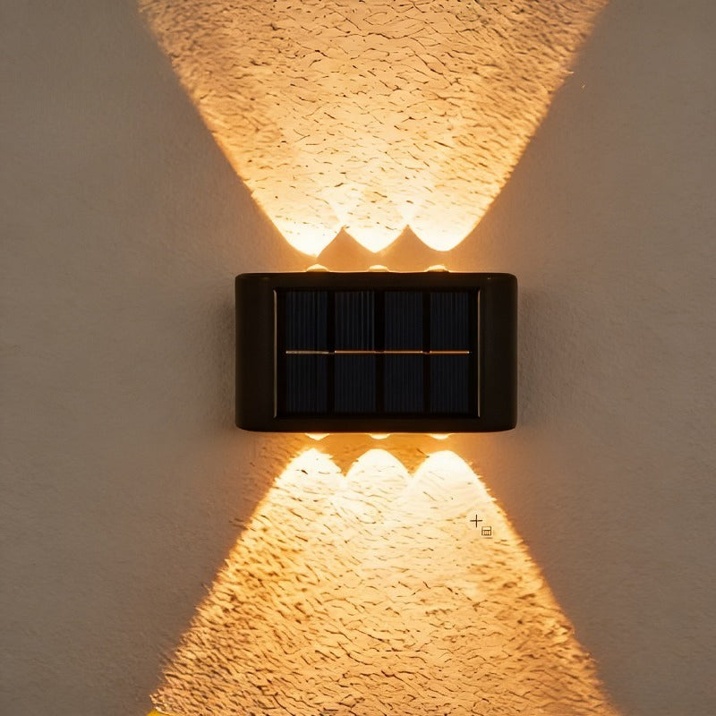6 LED Solar Wall Light, Outdoor Anti-Glare Light, Solar Outdoor Wall Washer Light, Double-Head Wall Light, Solar Charging, Semi-Flush Mount Installation, Soft Light Anti-Glare, Warm White/White Light Optional, IP65 High-Brightness LED Step Light