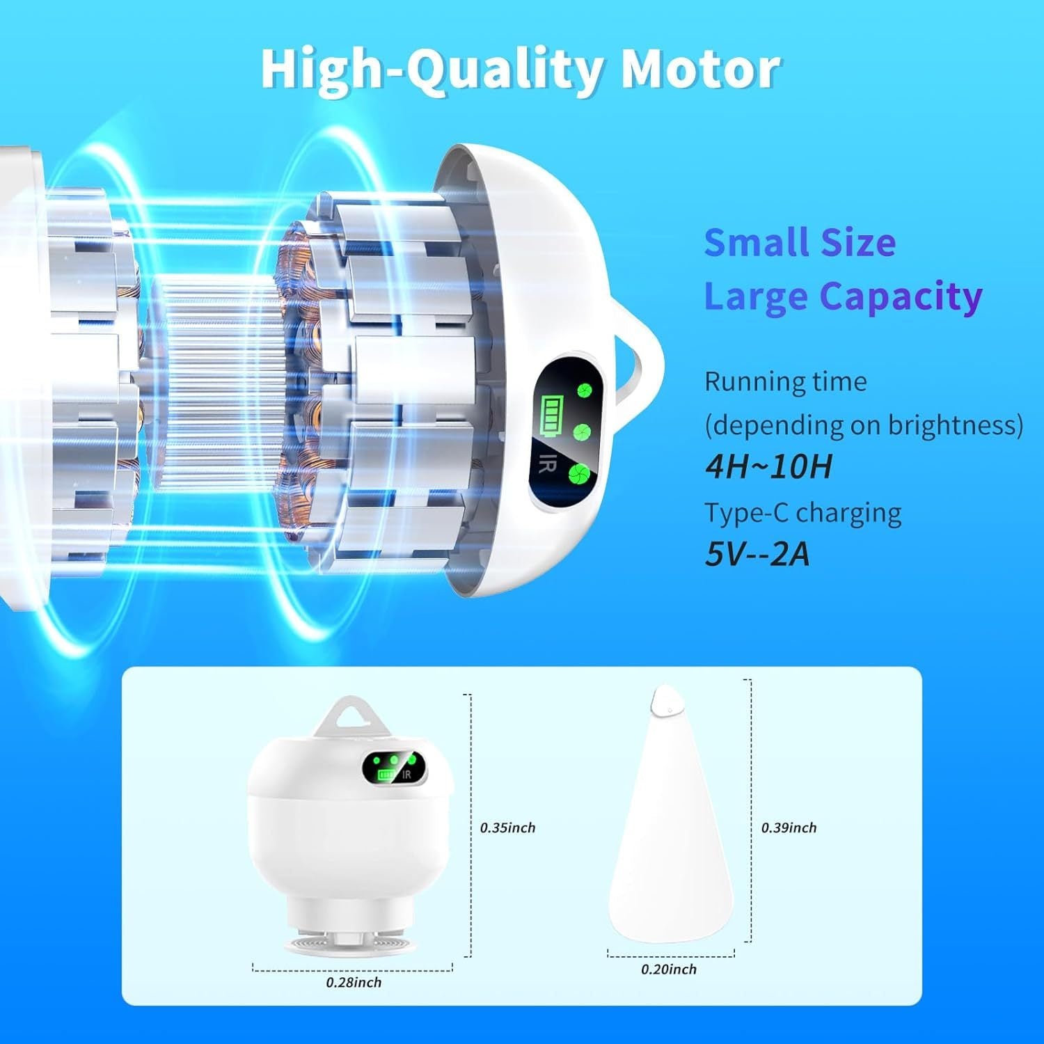 Small Portable Ceiling Fan with Remote, Rechargeable Mini Tent Camping Fan, 8000mAh Battery Powered Canopy Fan Light, Suitable for Pavilion, Umbrella, Patio, RV