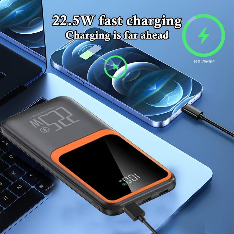 20000mAh Portable Power Bank, 22.5W Fast Charging Mobile Phone Battery Pack, LED Power Display/USB/Type-C/Micro Interface, Suitable for Apple/Android Mobile Phones And Electronic Devices, Gift, Outdoor Emergency Backup Battery Pack Black Easter