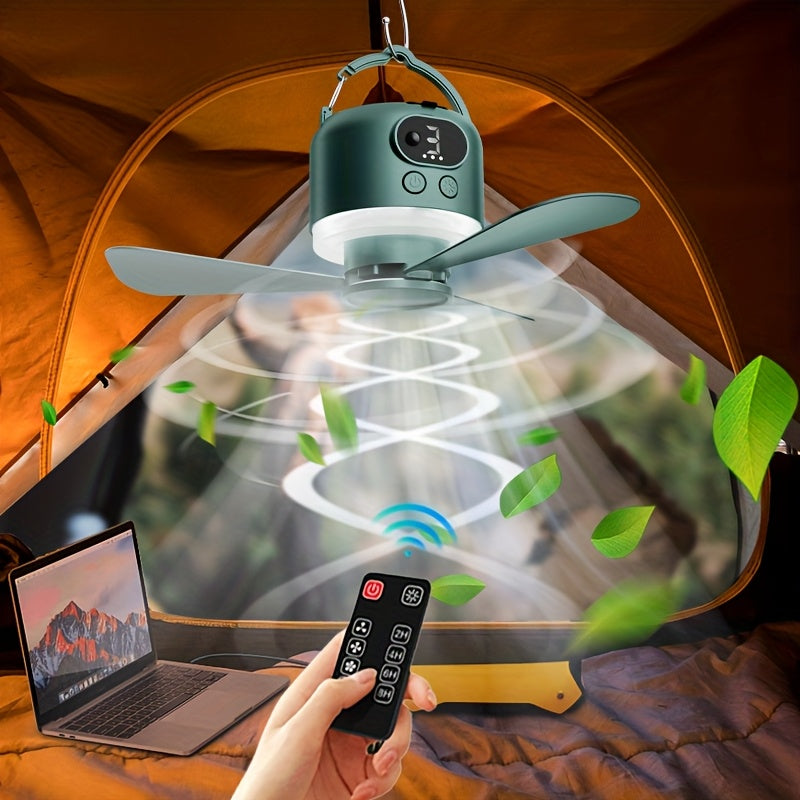 Household USB Rechargeable Fan Outdoor Camping Electric Fan, Tent Hanging Fan with Large Capacity Long Battery Life, Portable Camping Fan with Light, Camping Emergency Lamp