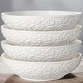 4-Pack Alterna Embossed Ceramic Bowl Set, Christmas Special: 30oz Pasta & Salad Bowl – Perfect for Halloween & Thanksgiving Gifts – Microwave & Dishwasher Safe