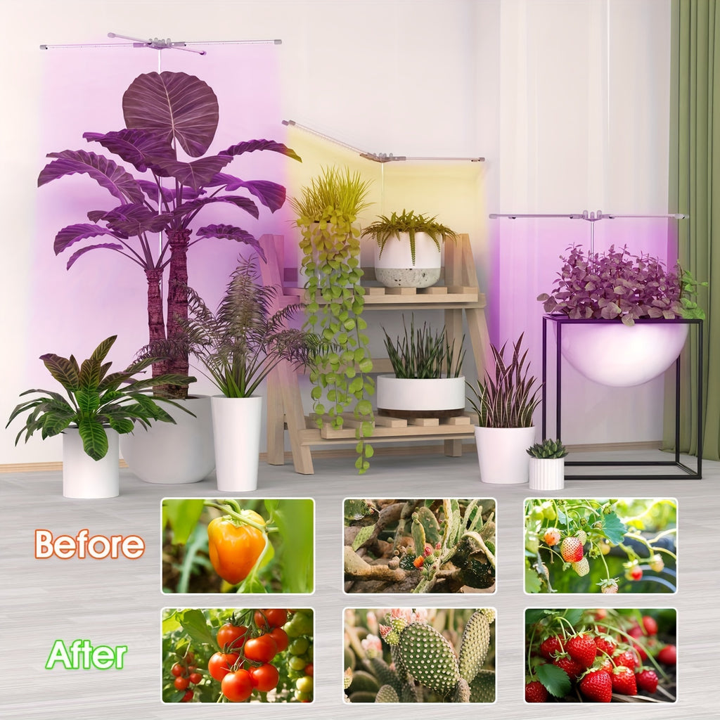 1pc 4-Tube 3 Lighting Modes 96LED Full Spectrum Grow Light, Multi-Angle Illumination, Dimmable & Timable, 30cm-150cm Height Adjustable, USB Powered LED Plant Grow Light (No Built-in Battery)