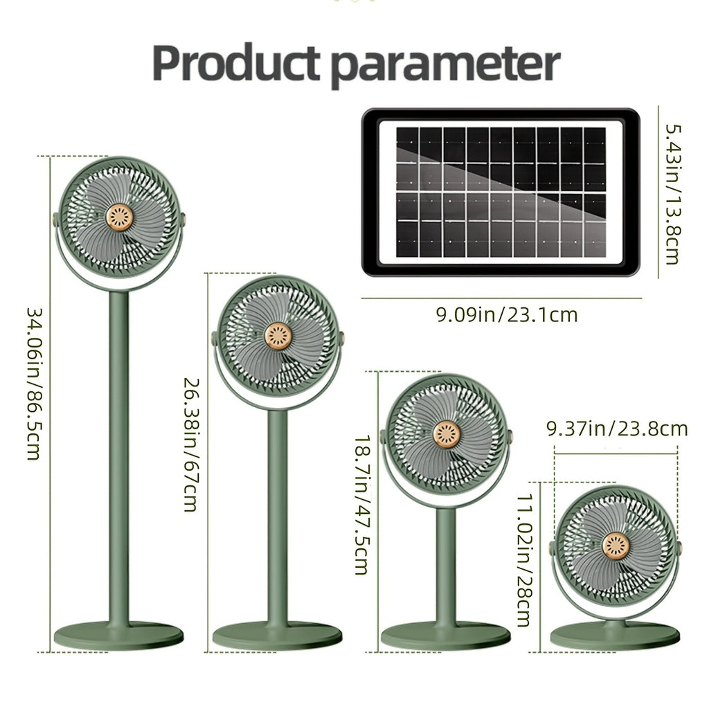 USB Charging Home Standing Fan, Solar Standing Fan, Outdoor Solar Charging Electric Fan, Retractable Floor Fan, Long Lasting Durable Fan, Perfect for Home Living Room and Outdoor Camping