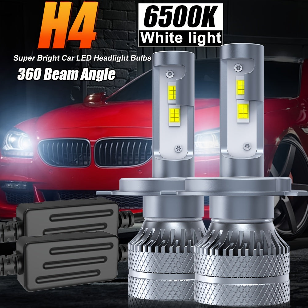 2-Pack Car LED Headlight Bulbs, 240W Power, 26600 Lumens Brightness, 6500K Color Temperature. Compatible with Models 9005, HB3, 9006, HB4, 9012, HIR2, H1, H4, H7, H18, H11, H9, H8-O107. Equipped with a Cooling Fan