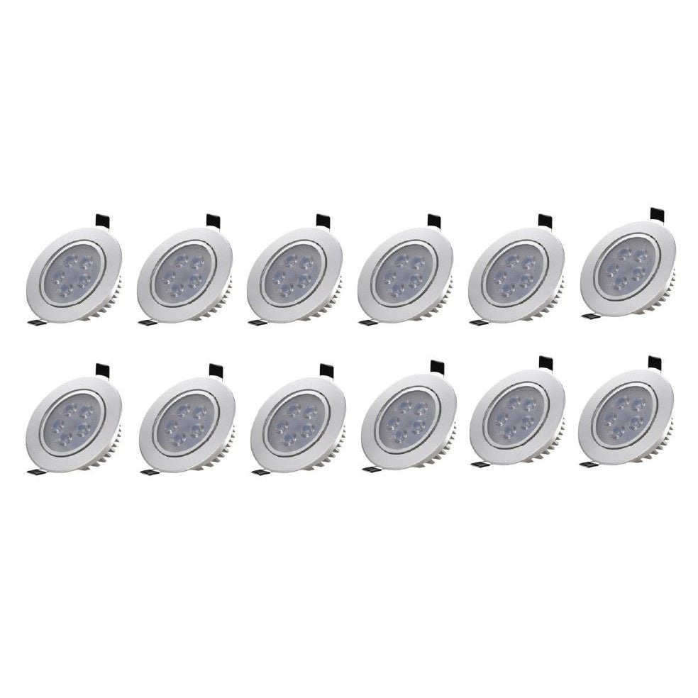 3-Inch Recessed LED Downlight/Gimbal Fixture, 2700K/4100K/5000K Single-Head Downlight, 7W 450 Lumens Dimmable, Home Lighting, Modern Lighting, Aluminum Alloy Frame, Downlight Fixture, Ceiling Light, Silver Trim, Recessed (6/12 Pack)