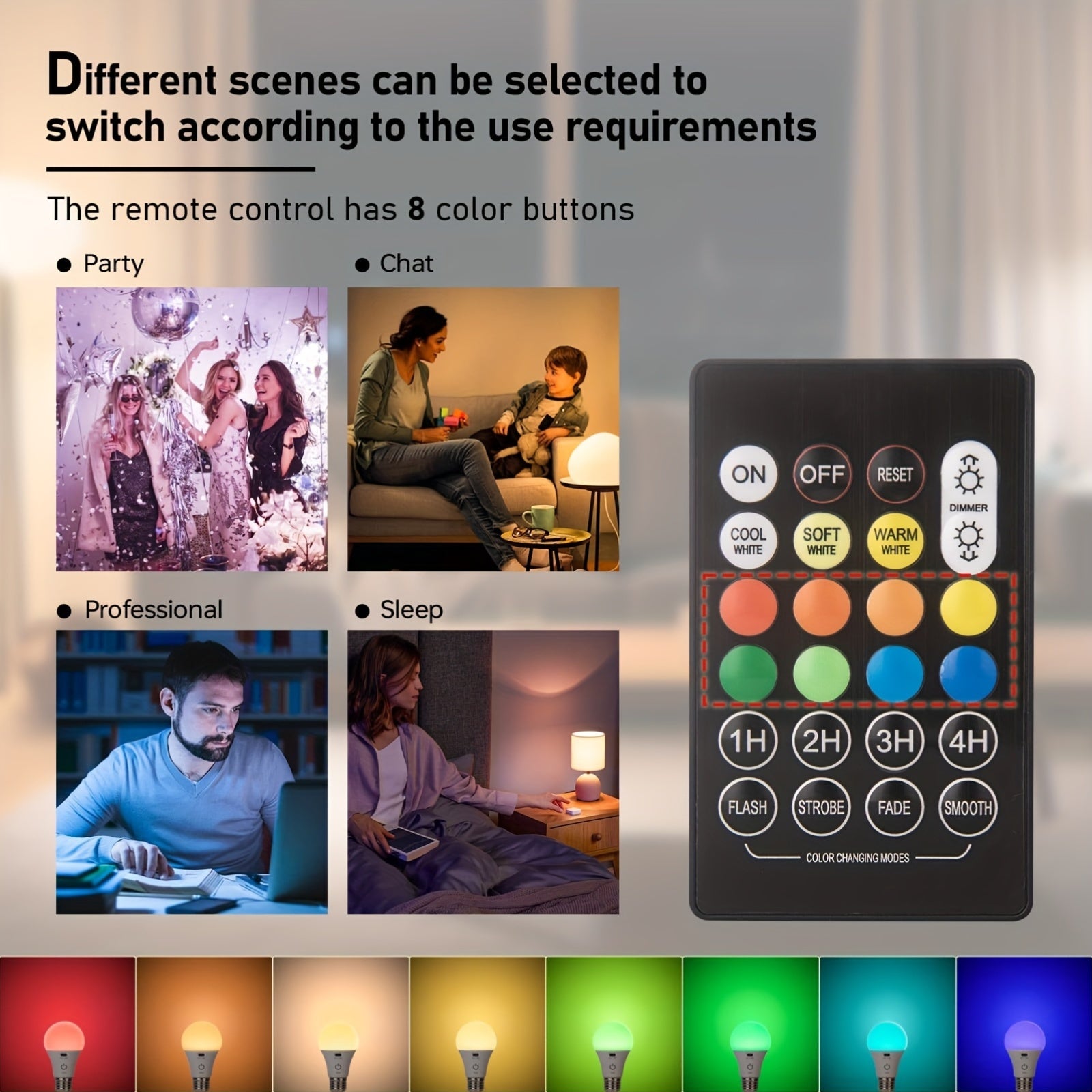 Rechargeable LED bulb with remote control, detachable, ambiance light, table lamp, wall lamp, puck light, emergency light, 15 colors lighting, USB rechargeable LED bulb with hook - portable high brightness, suitable for bedroom, living room